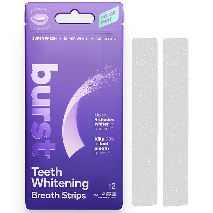 Burst Teeth Whitening Breath Strips (Polar Mint/1 Pack) | Instantly Freshens Breath on The Go | Visibily Whiter Teeth in Just One Use | Dissolves on Teeth-Ruum Studio Home