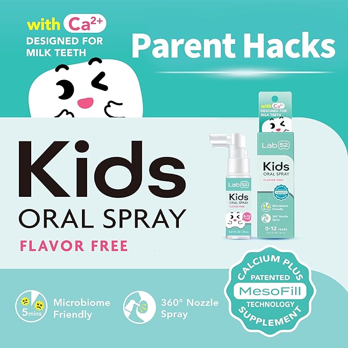 LAB52 Kids Oral Spray, Toddler Toothpaste Helper for Daily Oral Care and Fresh Breath, Children Approved with Fluoride Free for Newborn to Preschoolers, Xylitol Flavor Free-Ruum Studio Home