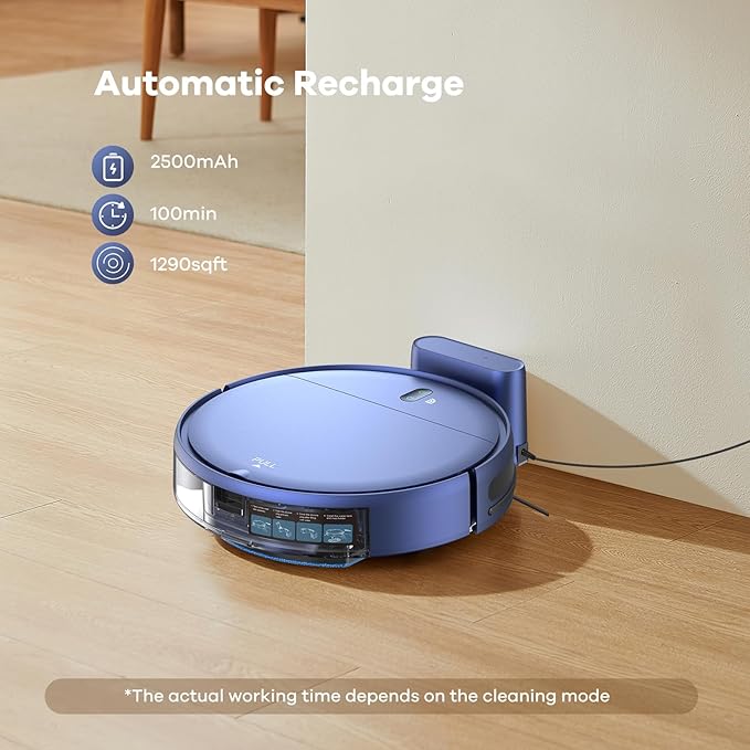 ZCWA Robot Vacuum and Mop Combo,2.4GHz WiFi Link Vacuum Robot,4 Cleaning Mode Robotic Vacuums Cleaner,APP/Remote Aspiradora Robot,Self-Charging Robot Vacuum for Pet Hair,Stains,Carpets,Corner-Ruum Studio Home