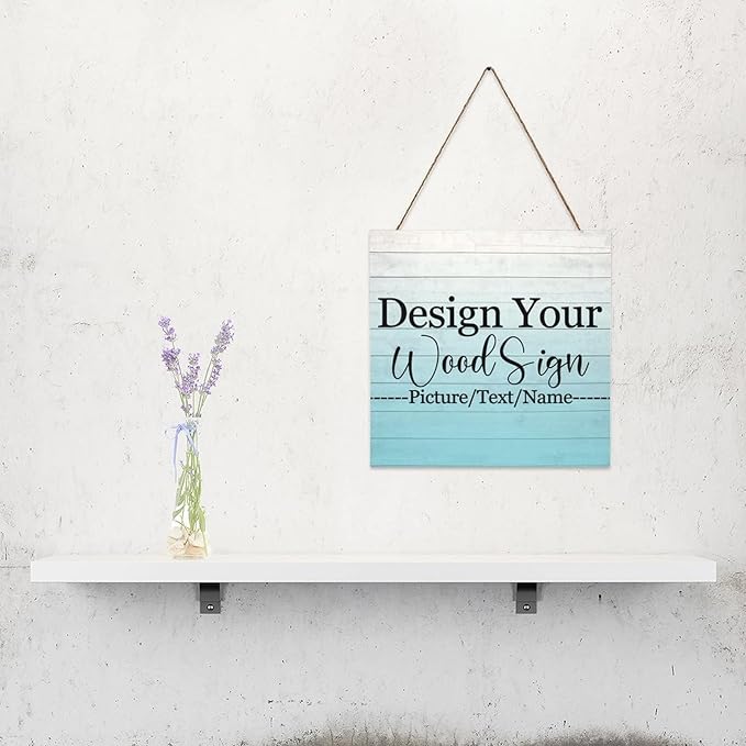 Personalized Hanging Wood Signs, Customized Door Board with Multiple Wood Background and Fonts to Choose, Design Your Rustic Decoration Sign for Home Kitchen Farmhouse 11.8x11.8 inch-Ruum Studio Home