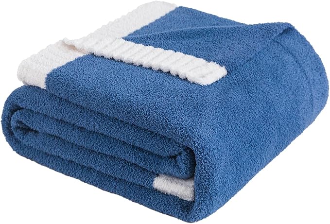 Soft Fuzzy Throw Blanket - Blue Cozy Warm Knit Fluffy Plush, Lightweight & Breathable, Throw for Bed, Chair, Sofa, Couch, Outdoor, 50"X60", Oeko-TEX Certified-Ruum Studio Home