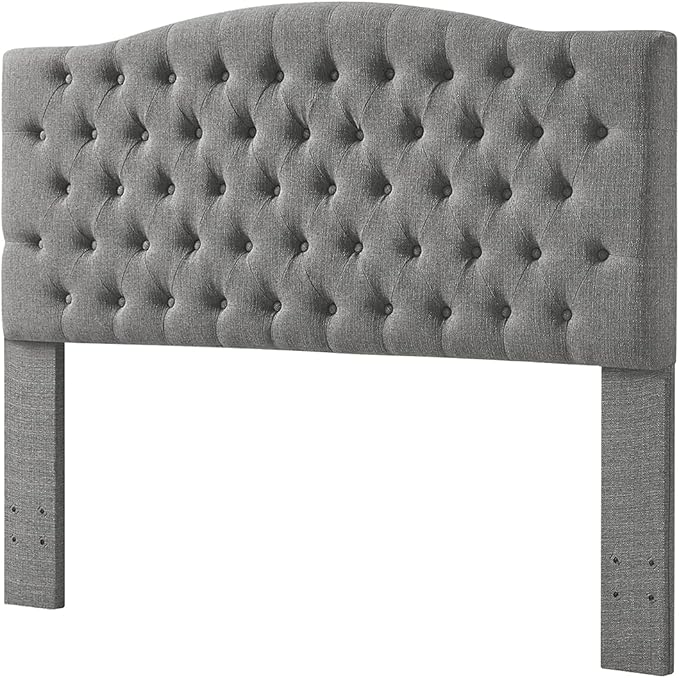 24KF Upholstered Tufted Button Linen Fabric Headboard,Comfortable Fashional Headboard Queen/Full Size,Granite-Ruum Studio Home