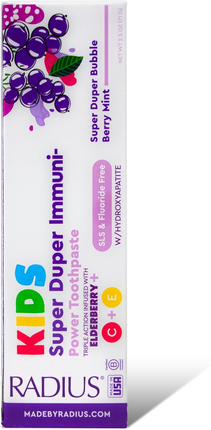 RADIUS Kids Super Duper Immunity Power Toothpaste 2.5 Oz - Super Duper Bubble Berry Mint - Pack of 3-Ruum Studio Home