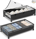 Under Bed Storage Containers with Wheels, 2 Pack Underbed Shoe Storage Organizer with Removable Lids, Large Rolling Under Bed Storage Dresser Drawers for Clothes Toys Shoes Blankets-Ruum Studio Home