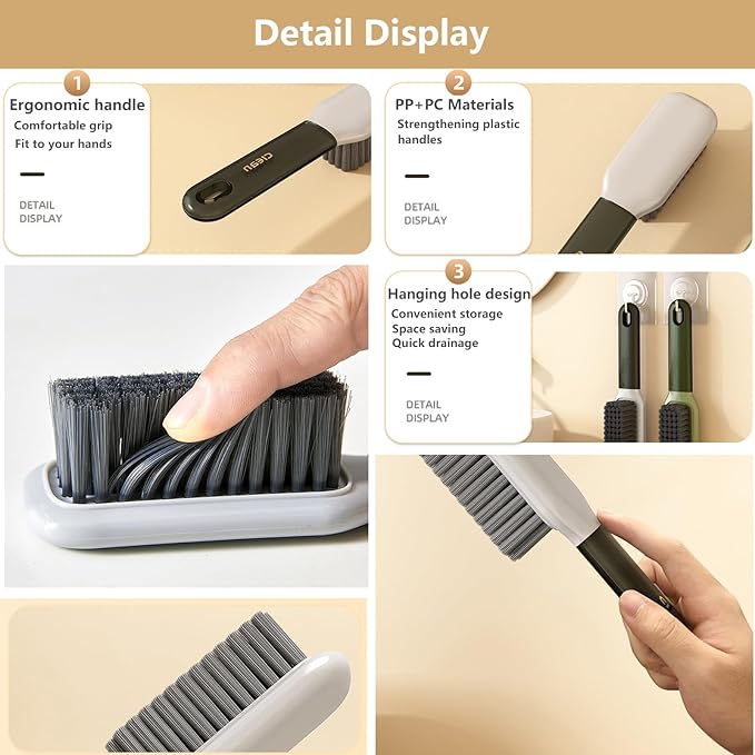 Laundry Stain Brush Household Scrub Brush Laundry Brush for Stain Removal,Soft Bristle Brush 2 Pack Stain Brush for Clothes Scrubbing Bathroom Cleaning Brush,Easy to Hold (Green)-Ruum Studio Home