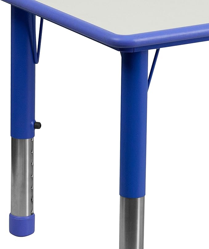 EMMA + OLIVER 23.625" W x 47.25" L Blue Plastic Activity Table Set-6 Chairs-Ruum Studio Home