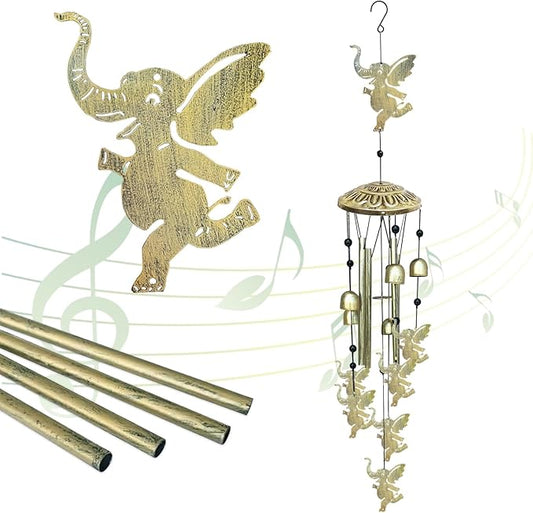 Elephants Wind Chimes for Outside,42" Metal Wind Chinme Indoor/Ourdoor Garden Yard Decoration Patio Home Porch Decor,Unique Windchimes Memorial/House Warming/Birthday Gifts,Elephant Gifts for Women-Ruum Studio Home