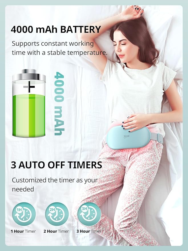 Slimpal Heating Pad for Period Cramps, Plus-Sized Portable Electric Heating Pad, Menstrual Cordless Heat Belt Back, Belly, Waist Pain Relief, Long-Lasting Battery, Gift for Her Girl Women, Light Blue-Ruum Studio Home