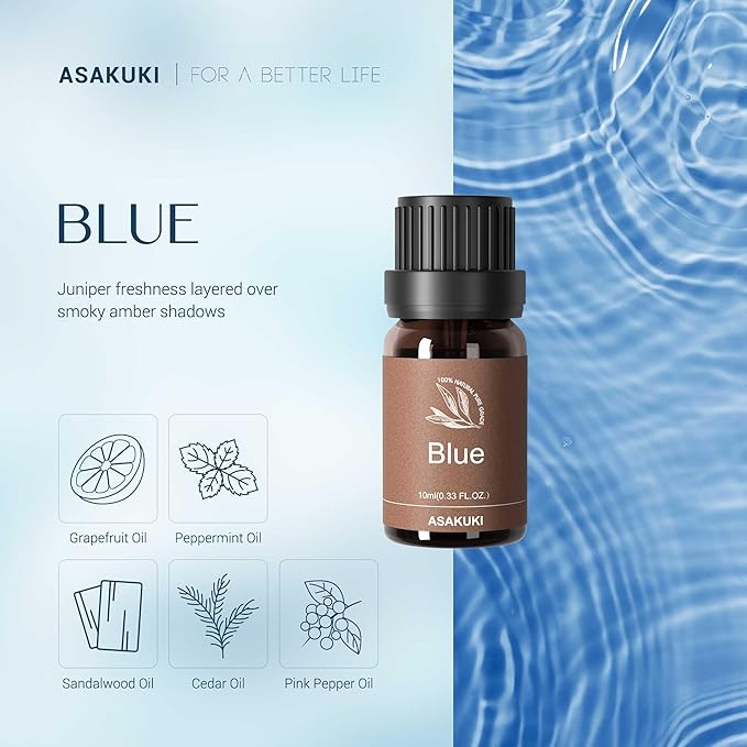 ASAKUKI Essential Oils Set – 6×10ml Cologne-Inspired Unisex Fragrance Oils for Diffusers – Elegant, Clean, and Confident Scents Loved by Women and Men-Ruum Studio Home