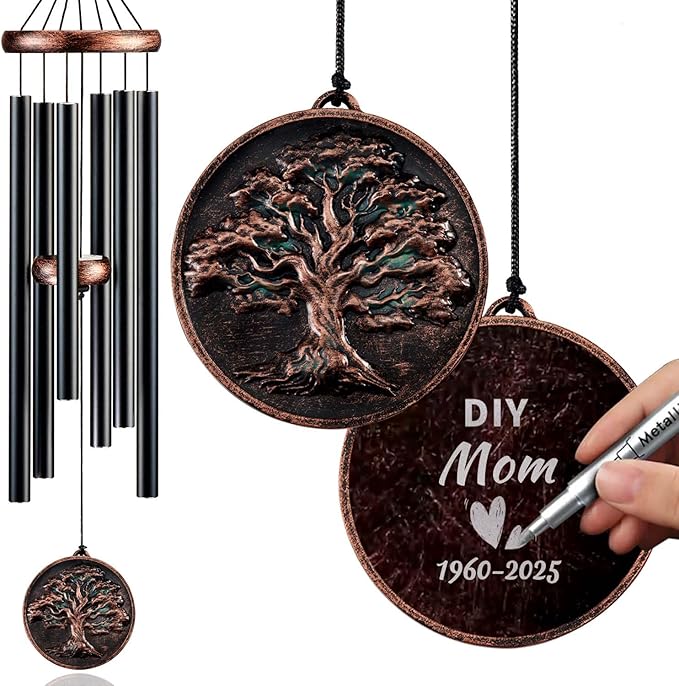 Memorial Wind Chimes for Loss of Loved One, Tree of Life Vintage Wind Chime for Outside, Sympathy/Memorial/Retirement/Festivals/Birthday Gift for Father/Mother/Lover (DIY 34" Tree of Life)-Ruum Studio Home