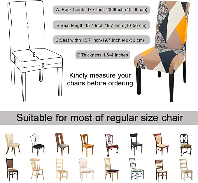 JQinHome Dining Chair Covers Set of 4,Magic Cube High Stretch Removable Washable Parsons Chair Slipcover for Dining Room Home Party Hotel Wedding Ceremony (Geometric Patterns)-Ruum Studio Home