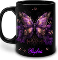 Hyturtle Personalized Purple Butterfly Mug - Butterfly Gifts For Women Lovers - Animal Gift For Bird Lover Her - Bird Gifts For Mom on Mother Day - Custom Name Coffee Cup Ceramic Mug 11 Oz 15 Oz-Ruum Studio Home
