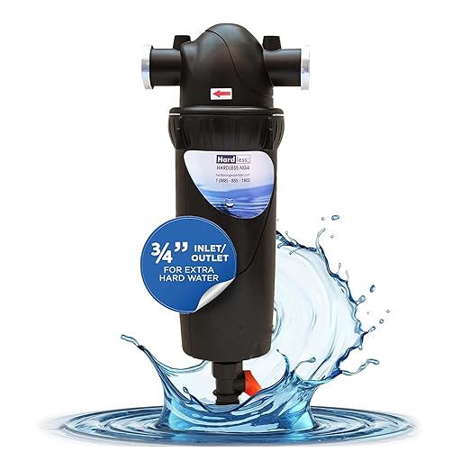Hardless NG4L Whole House Water Filter- Salt-Free Softening Device - Reduces Limescale, Sediment & More - Compact, Easy to Install- Comes w/ 3/4" Inlet/Outlet - Filtration System for Extra Hard Water-Ruum Studio Home