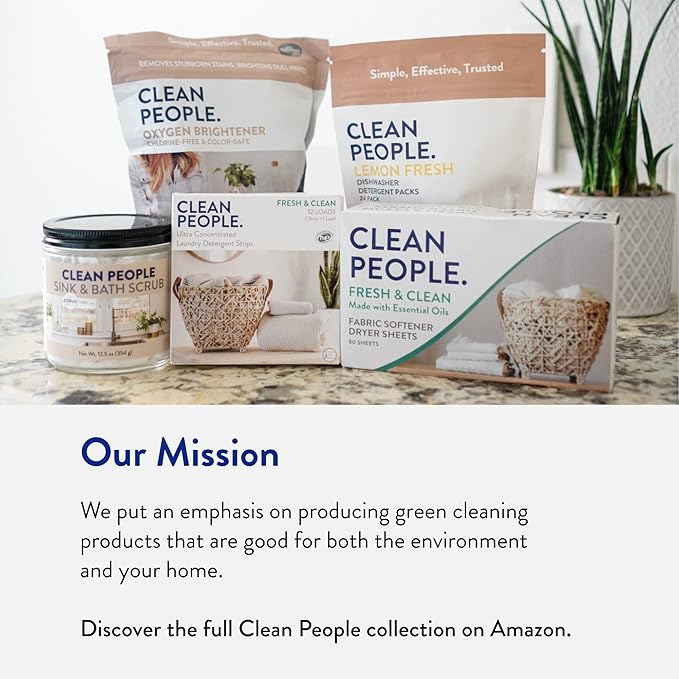 The Clean People Laundry Detergent Sheets - Laundry Soap - Ultra Concentrated, Recyclable Packaging, Stain Fighting - Fresh Scent, 96 Pack-Ruum Studio Home