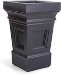 Step2 Atherton Square Planter, Large Planters for Outdoor Plants, Gardening and Flower Pot for Patio or Porch, Efficient Drainage, Durable Plastic, Onyx Black-Ruum Studio Home