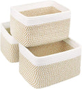 Small Cotton Rope Storage Basket Set of 3-11"x7"x7" Perfect Woven Baskets for Storage, Ideal Storage Baskets for Organizing Toys, Towels, and More - Baskets for Shelves（White & Mixed Camel）-Ruum Studio Home