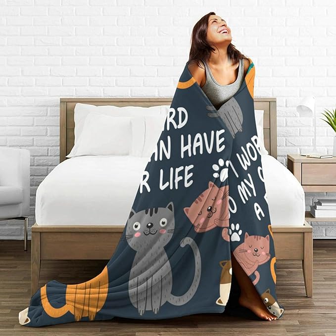 HGOD DESIGNS Cats Throw Blanket Funny Cat Blanket Animals Pet Pattern s Flannel Soft Warm Cozy Fuzzy 40"x50" Throw Blanket for for Women and Men-Ruum Studio Home