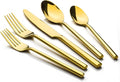 Alata Potter Gold 20-Piece Forged Silverware Set with Utensil-Serving Set, Service for 4, Stainless Steel Flatware Set, Modern Design with Mirror Finish, Ideal for Home, Kitchen, Party, Camping-Ruum Studio Home
