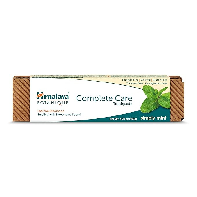 Himalaya Botanique Complete Care Toothpaste, Herbal, Mint Flavor, Fights Plaque, Freshens Breath, Fluoride Free, No Artificial Flavors, SLS Free, Cruelty Free, Foaming, 5.29 Oz, 1 Pack-Ruum Studio Home