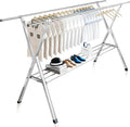 JAUREE Clothes Drying Rack 2 Tiers, Heavy Duty Drying Rack Clothing Folding Indoor Outdoor, Stainless Steel Laundry Drying Rack, Foldable Garment Rack with 20 Windproof Hooks (84 Inches)-Ruum Studio Home