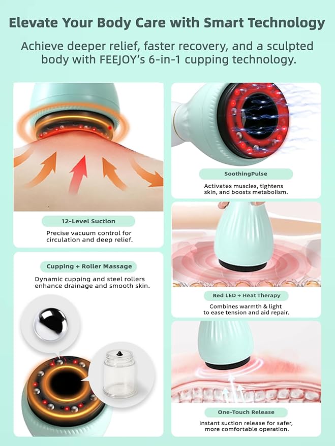 Electric Cupping Kit for Massage Therapy with Heat – Cellulite Massage Tool, Lymphatic Drainage Massager, Pain Relief for Back, Neck & Shoulders – Moving & Static Cupping Set for Body Sculpting-Ruum Studio Home