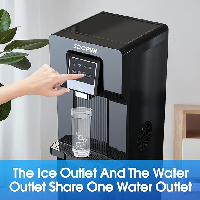2 in 1 Bottom Load Water Cooler Dispenser with Ice Maker for 3 Gallon Bottle 17lbs Daily Capacity (NO HOT Water) Black-Ruum Studio Home