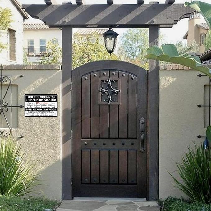 No Soliciting Sign for House Front Door - Funny Metal Tin Signs Room Decor Door Knockers Please Be Aware Warning Yard Sign, Home Bedroom Wall Art Decorations 8x12 Inch-Ruum Studio Home