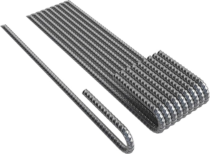 Vodaland Rebar Stakes J Hook Extra Heavy Duty 1/4 inch Coated Steel Ground Anchors with Chisel Point End (100)-Ruum Studio Home