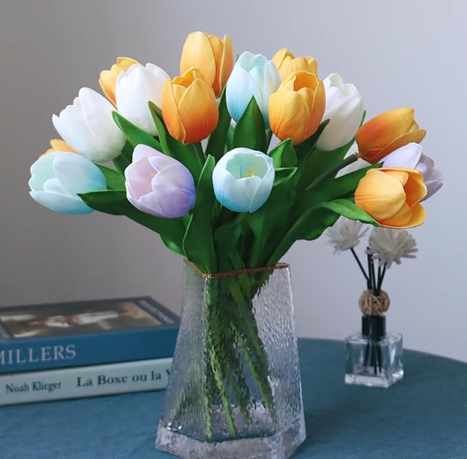 Buart Summer-Colors Tulip Flowers Artificial Luxury Big Tulip Valentine's Day Mother's Day Easter Home Kitchen Wedding Decorations(11pcs)-Ruum Studio Home