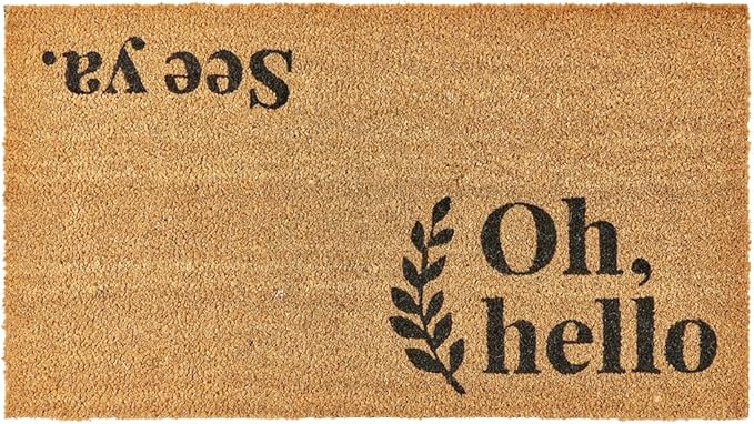 KANKUN Coco Coir Door Mat with Heavy Duty Backing, Welcome Doormat (17" x 30"), Doormat Entrance (Oh Hello)-Ruum Studio Home