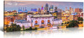 Pictures for Bedroom Kansas City Skyline Wall Art Canvas Prints Cityscape USA City Building Panoramic Night View Posters Modern Home Office Living Room Decoration Framed 13.8"x 45.3"-Ruum Studio Home