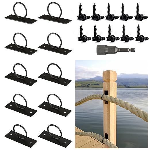 10Pack 2inch Rope Support Holder Drop Ring Brackets Stainless Steel Decorative for Hemp Rope Fencing Stair Deck Railing Ceiling Hook-Ruum Studio Home