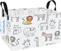 LANGYASHAN Rectangular Storage Bin Collapse Canvas Fabric Cartoon Storage Basket with Handles for Organizing Home Kitchen Boys and Girls Toys Office Closet Shelf Baskets (Rec Simplified Zoo)-Ruum Studio Home