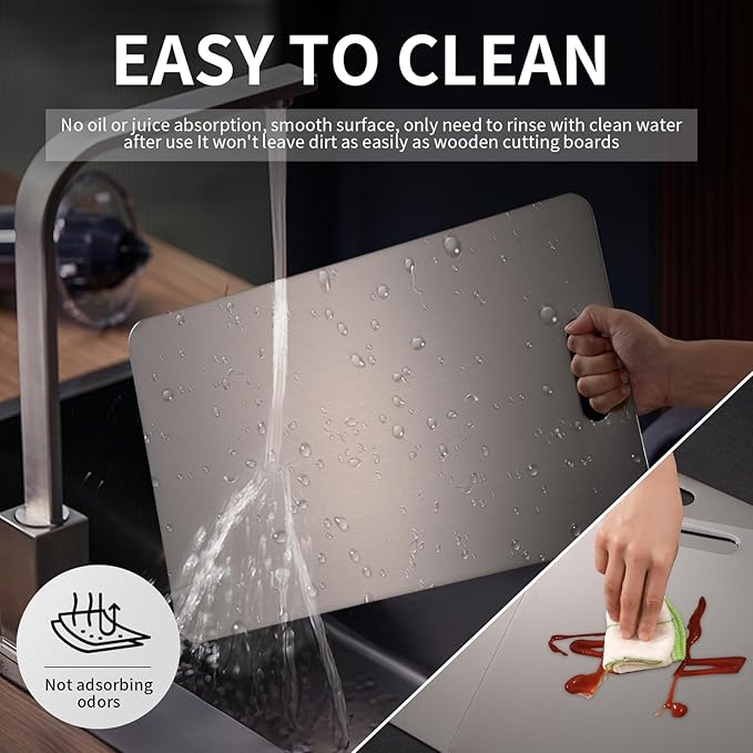 Katuchef Titanium Cutting Board 2025 New Upgrade Pure Titanium Cutting Boards for Kitchen Double Sided Cutting Boards Non Toxic,Hygiene Durable Chopping Board Suitable for Dishwasher Safe(13.38*9.05)-Ruum Studio Home