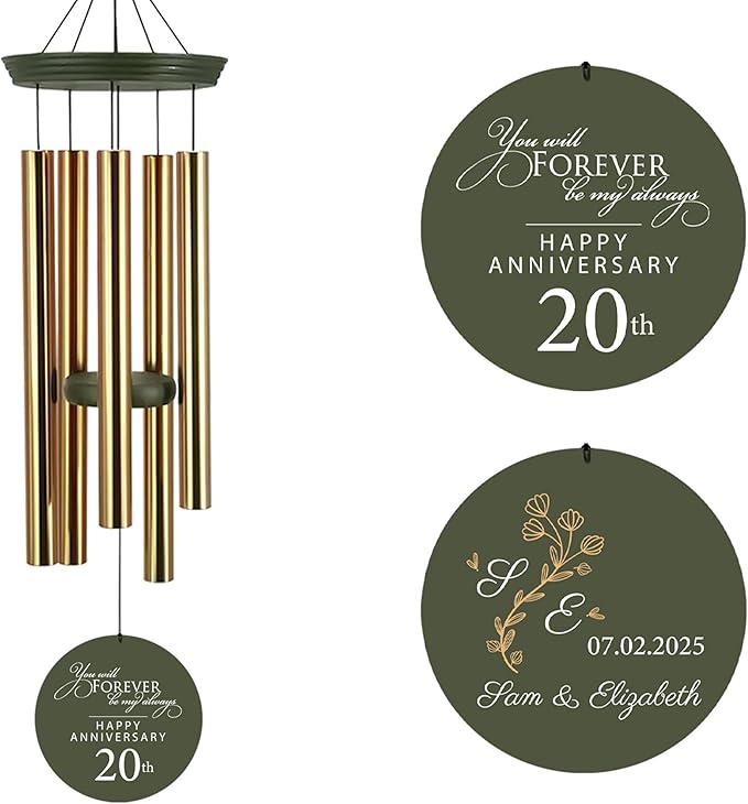 ASTARIN 20th Tree of Life Wind Chimes, Personalized Wind Chimes for Cople Women Men, Couple Gifts for Keepsake, Deep Tone Windchime Romantic Gift-Ruum Studio Home