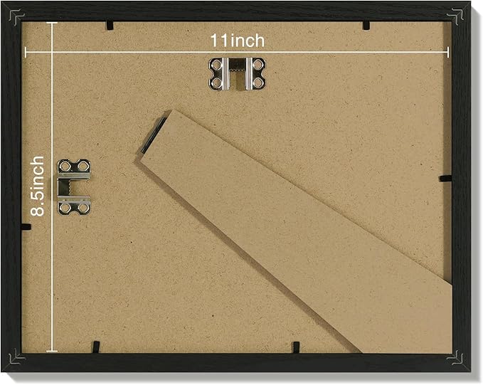 Vittanly 8.5x11 Picture Frames Set of 9, Shatter Resistant Plexiglass, Display 6x8 Pictures with Mat or 8.5x11 without Mat, Photo Frames for Wall or Tabletop, Engineered Wood, Black-Ruum Studio Home