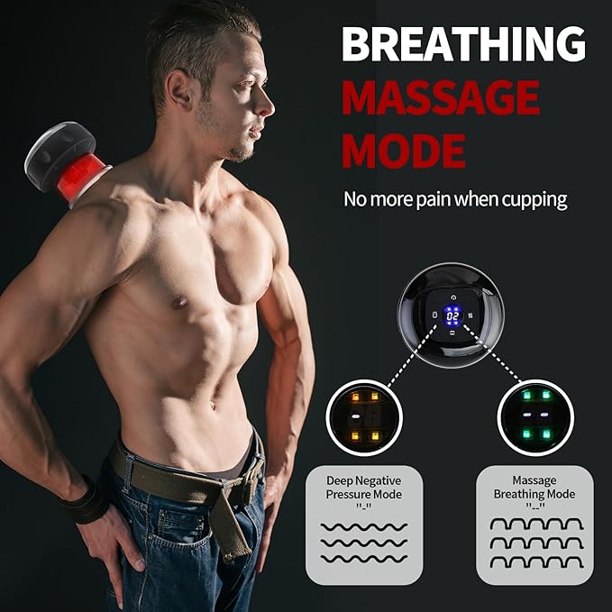 Smart Cupping Massage Therapy Set 2 Pcs, Electric Therapy Massager Kit, Therapy Device, Gua Sha Massage Tool for Pain Relief, Neck Shoulder Back Muscle Soreness (Black)-Ruum Studio Home