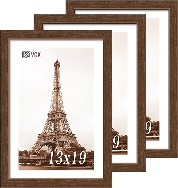 VCK 13x19 Frame Set of 3 - Brown, Wood Picture Frame with Exclusive Wood Grain, Wall Gallery Frame-Ruum Studio Home