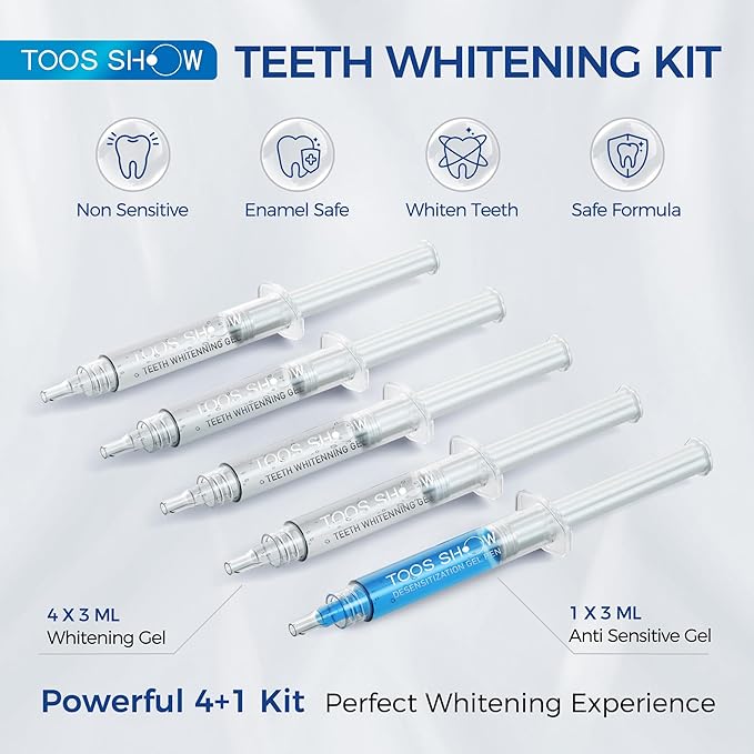 5 x Teeth Whitening Gel (4+1 Desensitizing Gel), No Sensitivity Teeth Whitening Gel Kit, Effective Teeth Whitener, Travel-Friendly Tooth Whitening Pen, Carbamide Peroxide Tooth Bleaching-Ruum Studio Home