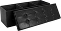 43 Inches Folding Storage Ottoman Bench, PU Leather Storage Chest, Footrest Padded Seat for Bedroom and Hallway, Holds up to 660 lbs, Black-Ruum Studio Home