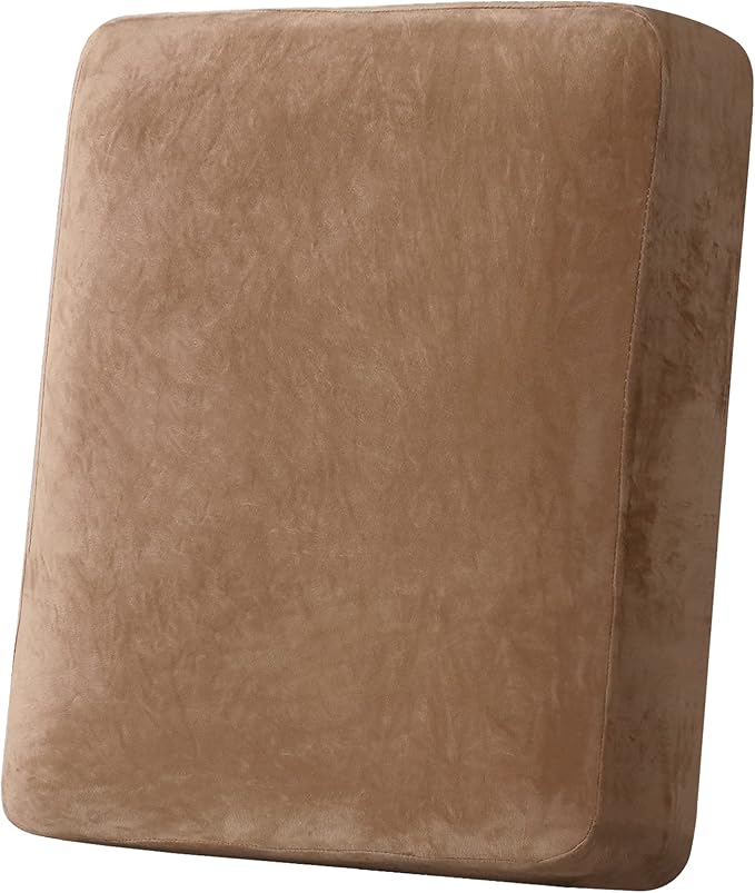 H.VERSAILTEX Velvet Stretch Couch Cushion Cover Plush Cushion Slipcover for Chair Cushion Furniture Protector Seat Cushion Sofa Cover (1 Piece Armchair Cushion Covers, Camel)-Ruum Studio Home