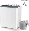 Portable Mini Twin Tub 22lbs Washing Machine With Drying Rack& 10 Hangers, 13lbs Washer & 9lbs Spinner, Small Laundry Washer with Time Control for Camping, Apartments, RV (22lbs)-Ruum Studio Home