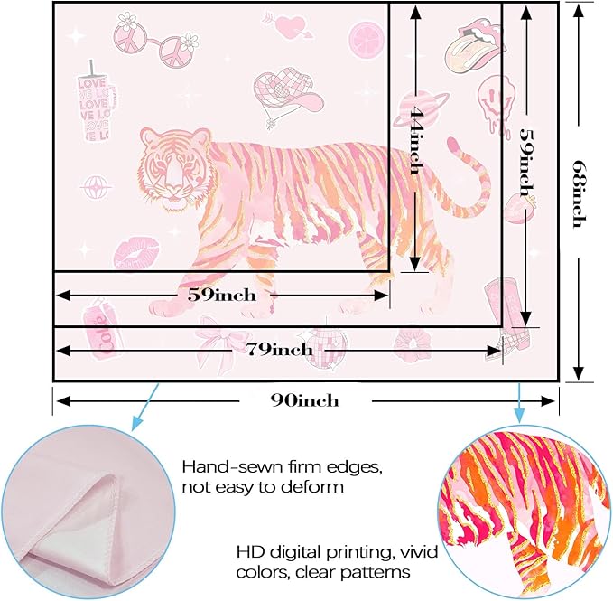 Lunerfex Y2K Tapestry Pink Tiger Wall Tapestry, Cute Tapestries for Bedroom Funny Tapestries Wall Hanging for Bedroom Living Room Decor Pink-3 44"x60"-Ruum Studio Home