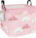 FANKANG Square Nursery Hamper Storage Bins Canvas Laundry Basket Foldable with Waterproof PE Coating Storage Baskets Gift Baskets for Children, Office, Bedroom, Clothes（Square-pink cloud ）-Ruum Studio Home