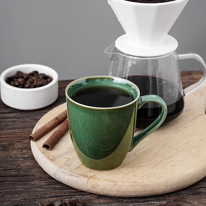 vicrays Coffee Mug Set, 12 Ounce, Set of 6, Ceramic Mug for Men, Women, Unique Glazed Mugs with Handle for Coffee, Tea, Milk, Cocoa, Cereal(Green)-Ruum Studio Home