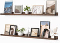 Heimlove Picture Ledge Shelf, Floating Shelves Set of 2, 48 Inches Picture Shelf for Wall with Ledge, Kids Bookshelf Wall Mounted for Living Room Bedroom Decor Books Photo Frames, Walnut-Ruum Studio Home