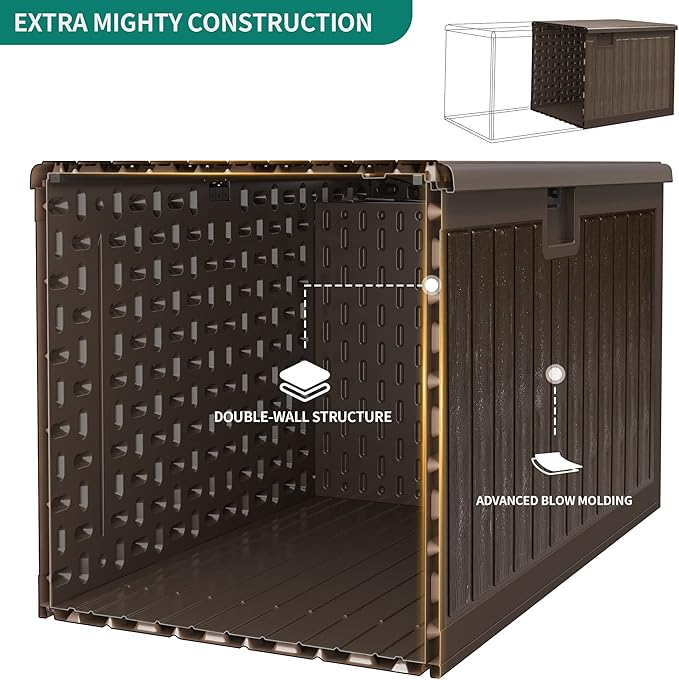 YITAHOME 90 Gallon Double-Wall Deck Box with Side Handles, Outdoor Large Storage for Patio Furniture Cushions, Garden Pool Accessories, Water Resistant & Lockable-Ruum Studio Home
