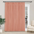 Macochico 100”Wx102”L 100% Blackout Pinch Pleated Linen Curtains for Sliding Door Bedroom Living Room Farmhouse Thermal Insulated Orange Burlap Drapes with Tieback 1 Panel Shabby Chic Style-Ruum Studio Home