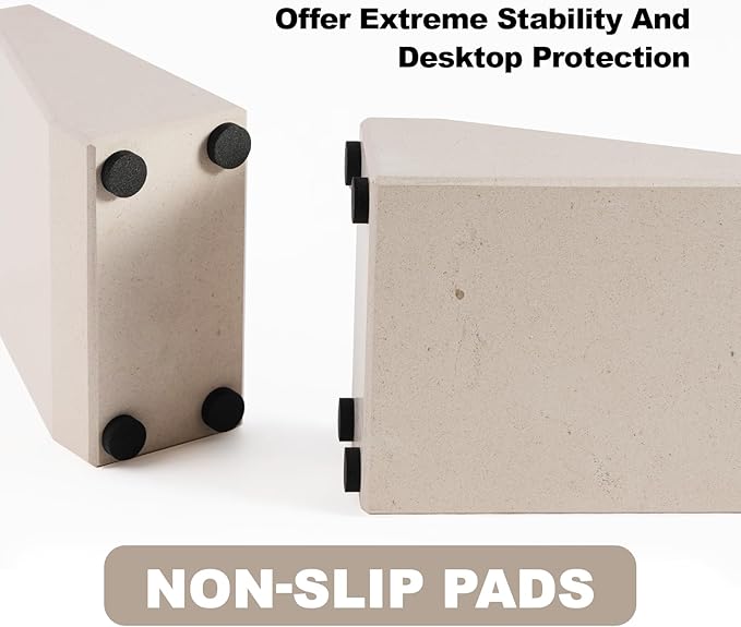 Book End, Natural Marble Bookend for Shelves, Non-Skid Bookends for Heavy Books, Heavy Duty Book Stopper for CDs and Oversized Books, Luxury Book Shelf Holder, Moleanos Beige-Ruum Studio Home