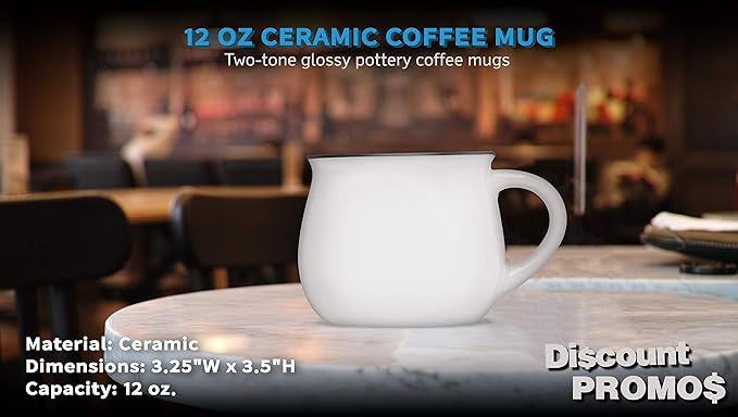 DISCOUNT PROMOS Glazed Campfire Coffee Mugs 12 oz. Set of 10, Bulk Pack - Perfect for Coffee, Tea, Espresso, Hot Cocoa, Other Beverages - White-Ruum Studio Home
